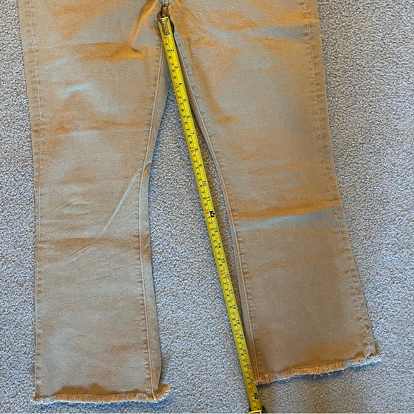 Tan denim cropped raw hem jeans - Picture 6 of 8